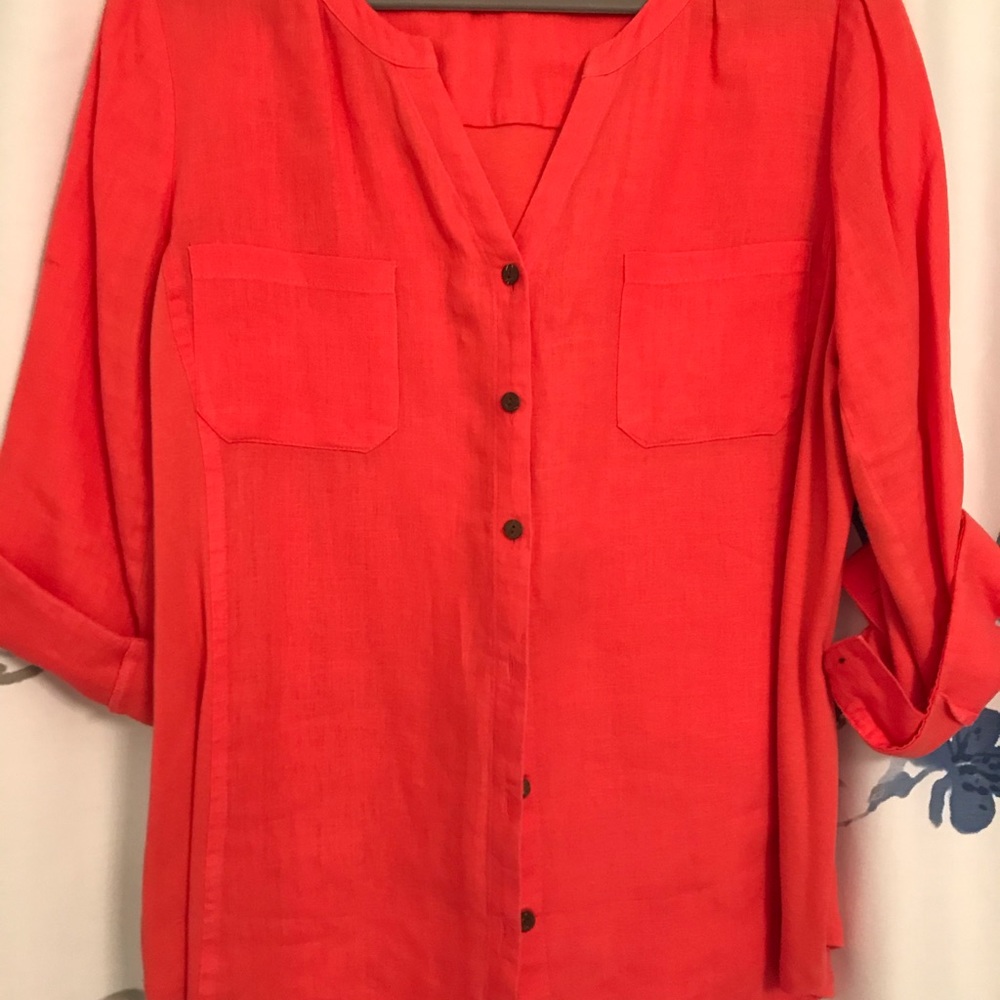 JM Collection button down top Rose. XL
